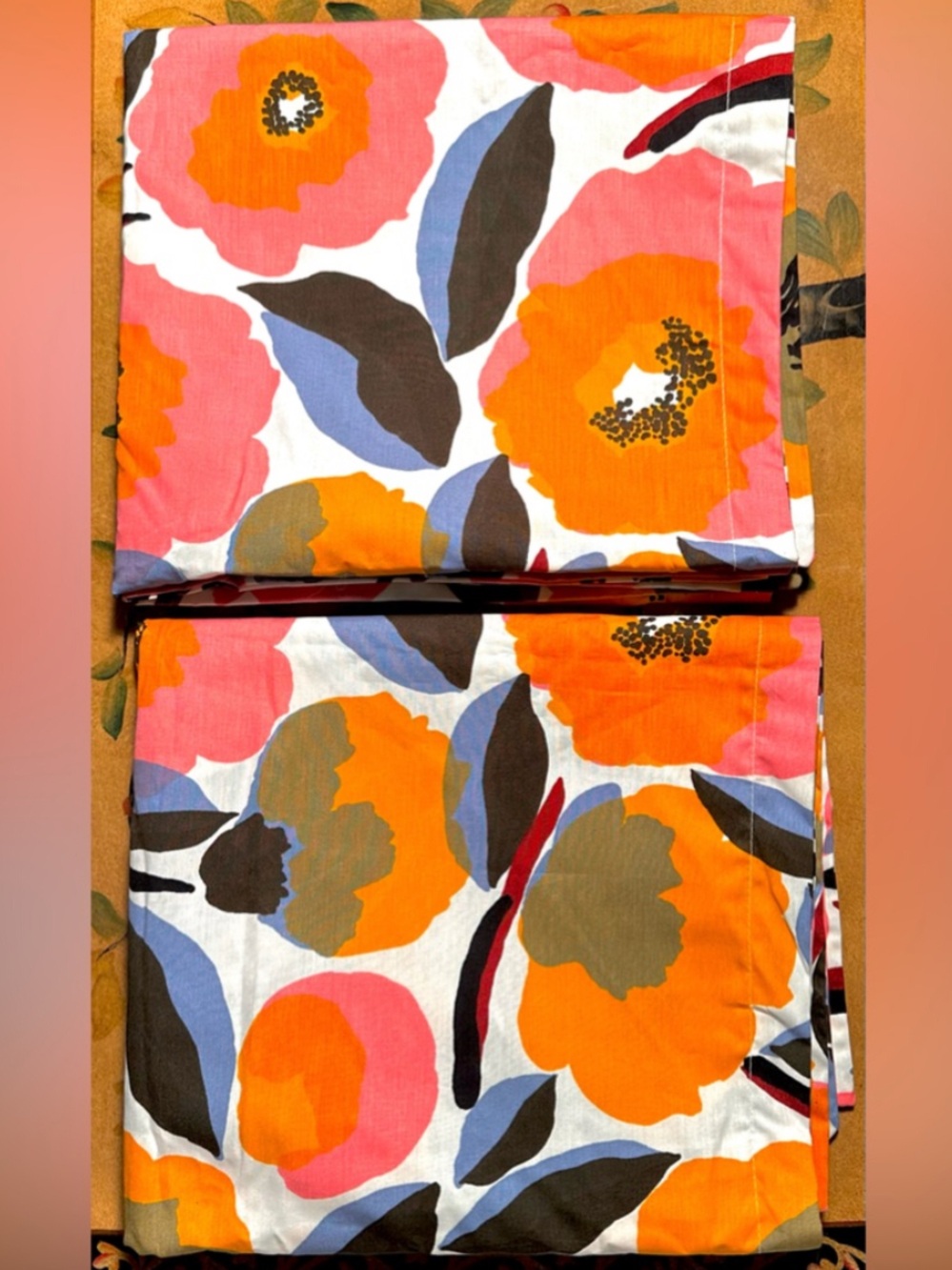 MARIMEKKO Rosium King Set of 2 Pillow Shams 100% Cotton EUC